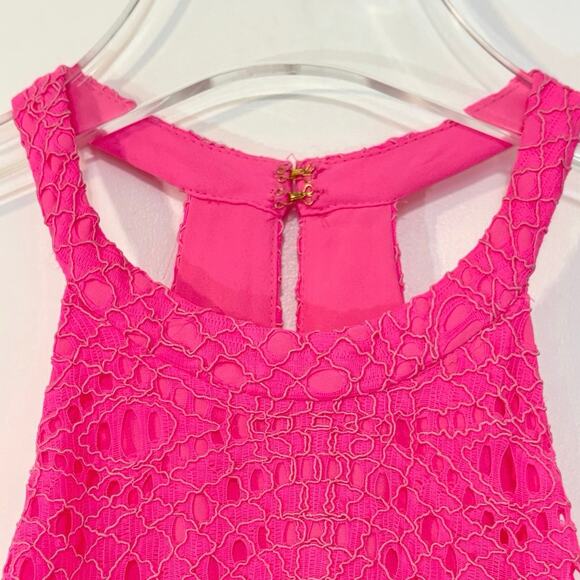 Lilly Pulitzer Quinn Knotty Lace Kir Royal Pink Halter Trapeze Swing Mini Dress - Picture 3 of 6